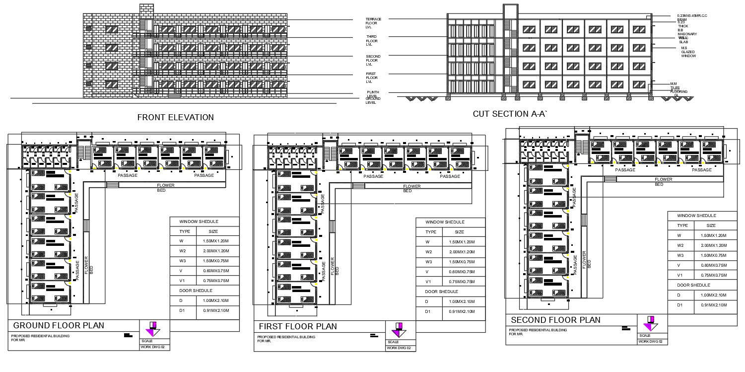 Boys Hostel project for design with DWG file