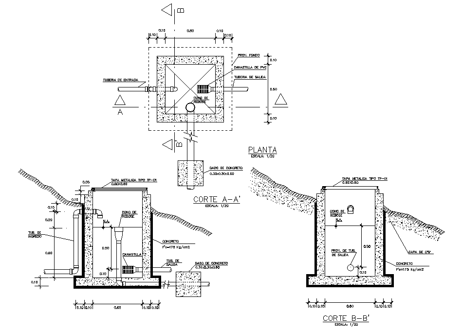 Breaks camera or reducing pressures plan and section layout file