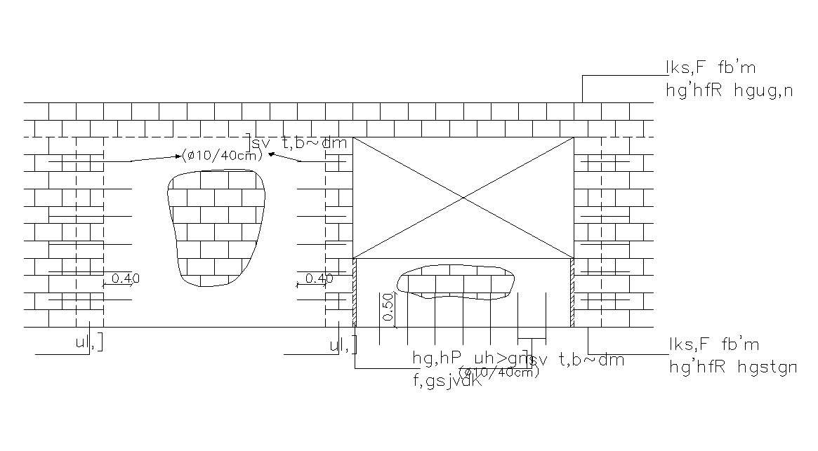 Brick Masonry Wall Design 2d AutoCAD Drawing
