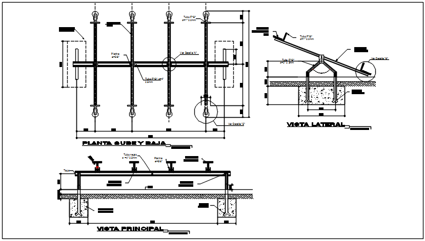 Bridge plan, elevation and section detail dwg file