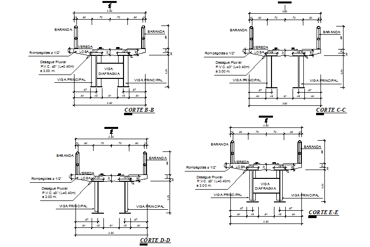 Bridge section plan detail dwg file