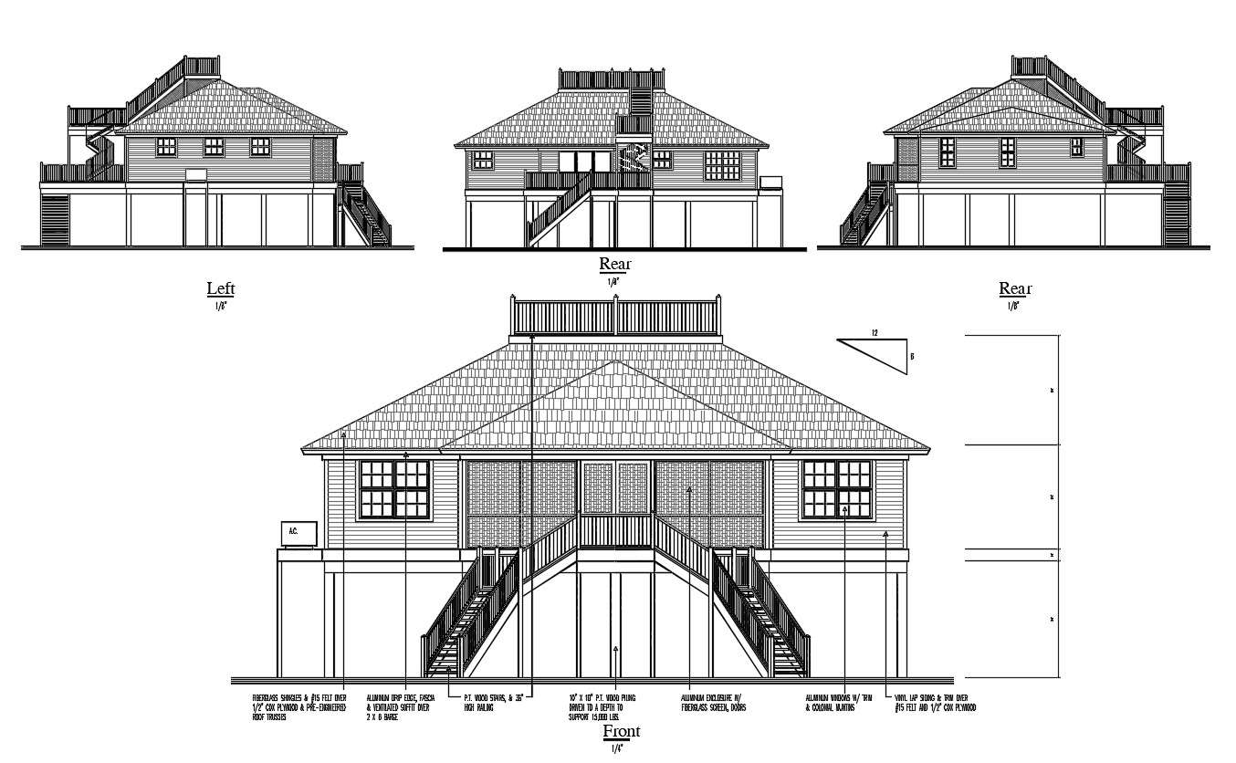 Brookstone House Elevation DWG File