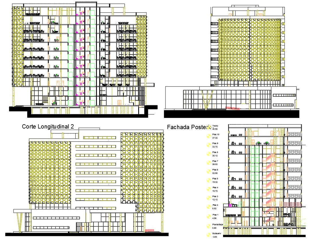Building Elevation Design dwg file