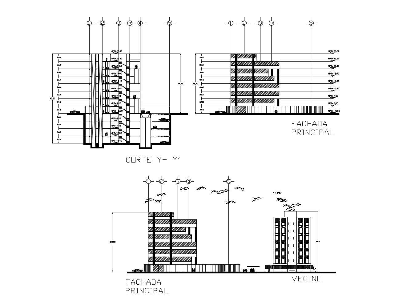 Free download Building elevation in DWG file