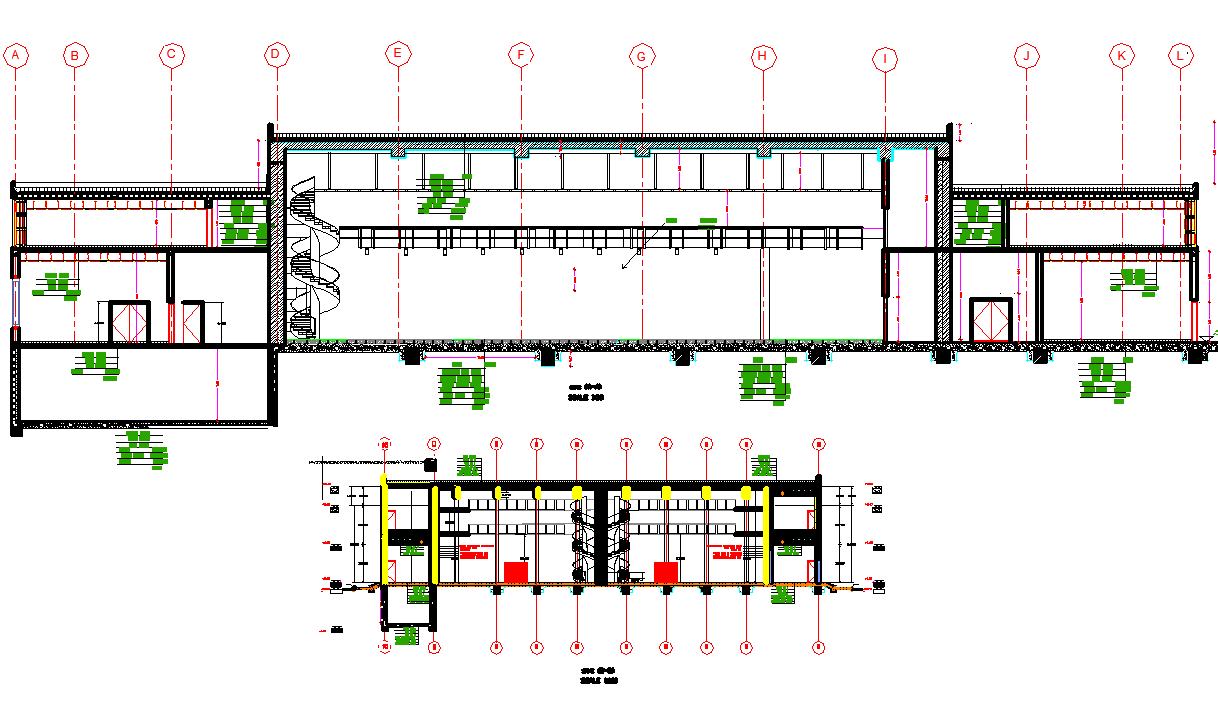 Building section plan autocad file