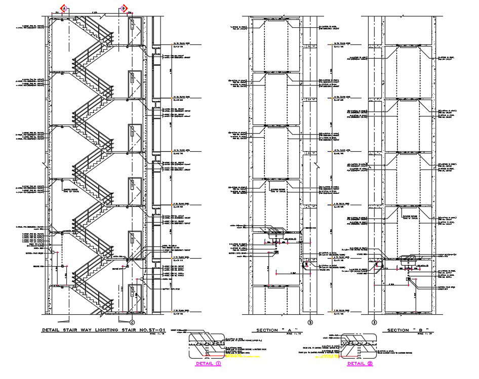 Building Staircase Section Drawing DWG File