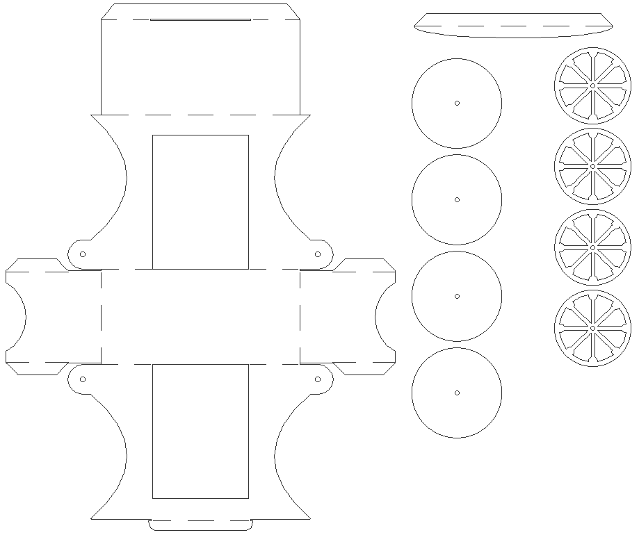 Bullock cart design with origami laser cutting details dwg autocad drawing .