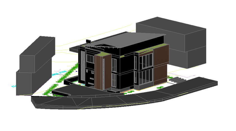 Bungalow 3d Model In AutoCAD Drawings