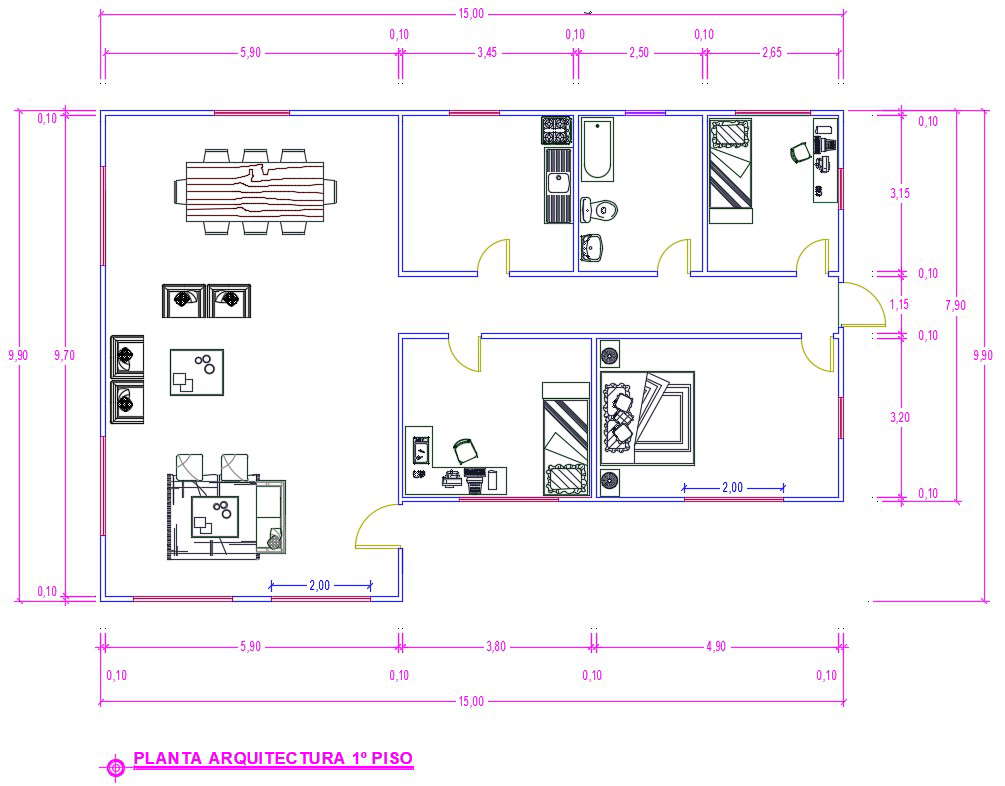 Bungalow Floor dwg Plans