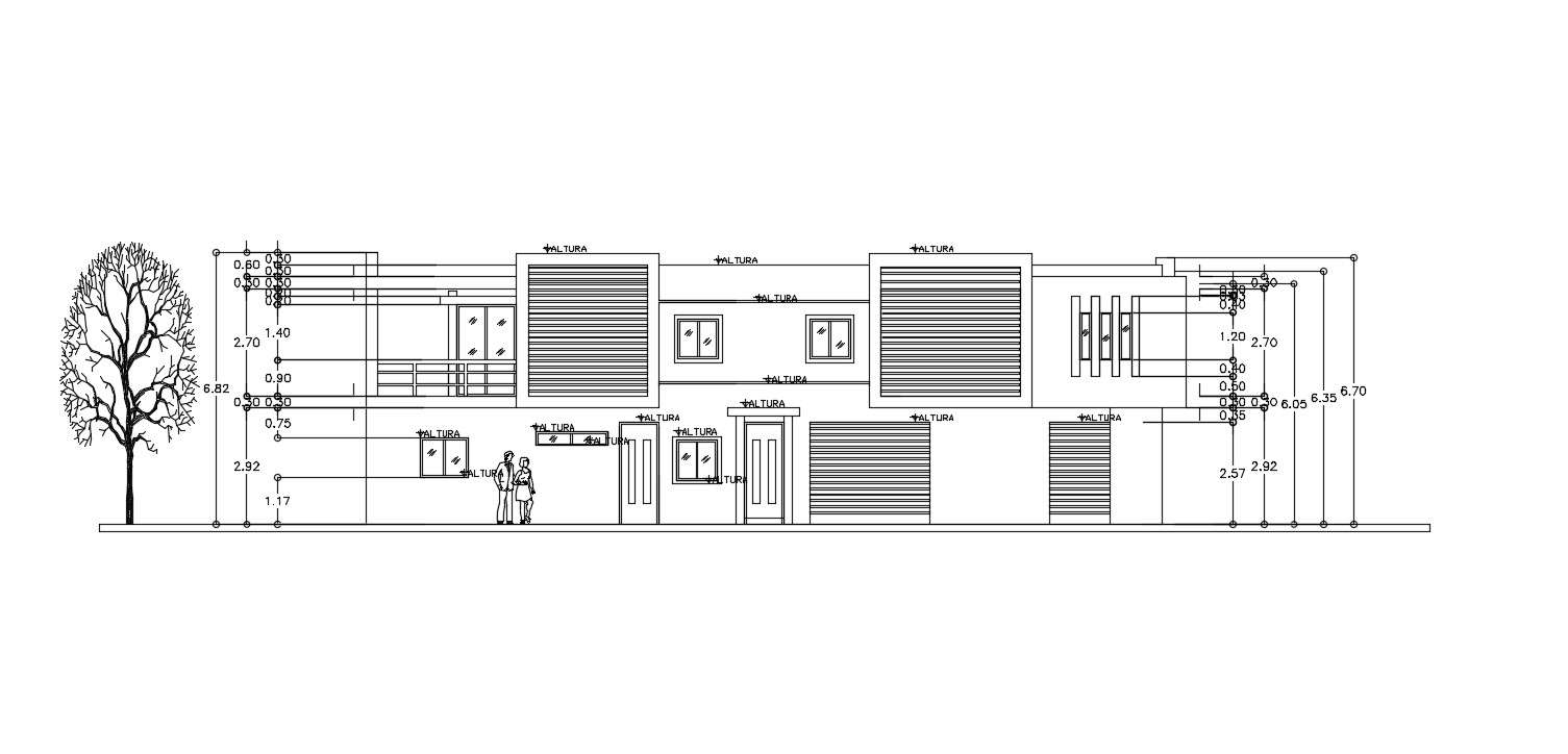 Bungalow Modern Elevation with LVL AutoCAD File Free 