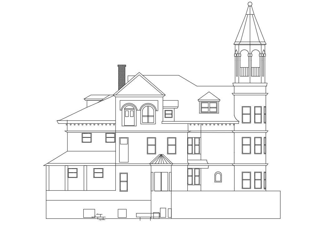 Bungalow Side Elevation Design AutoCAD Drawing