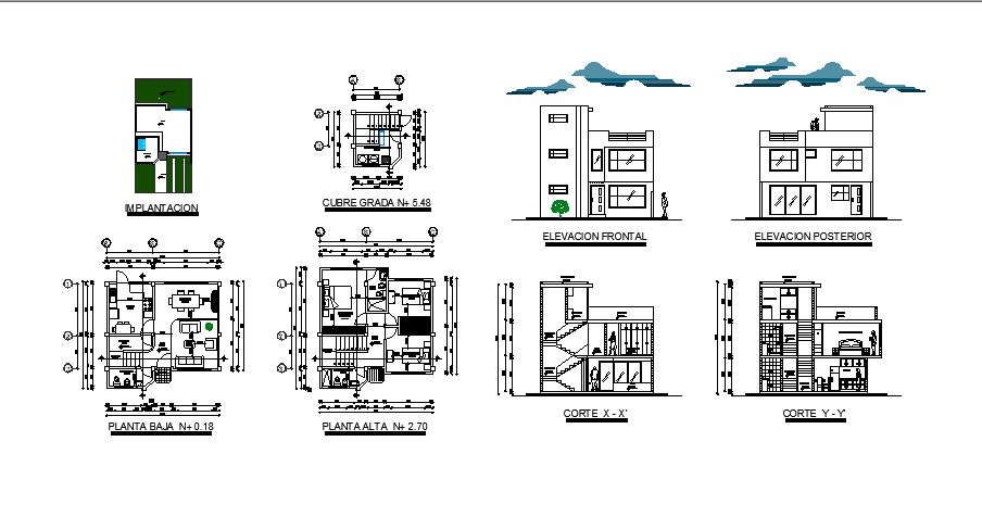Bungalow design 8.00mtr x 7.60mtr in autocad 