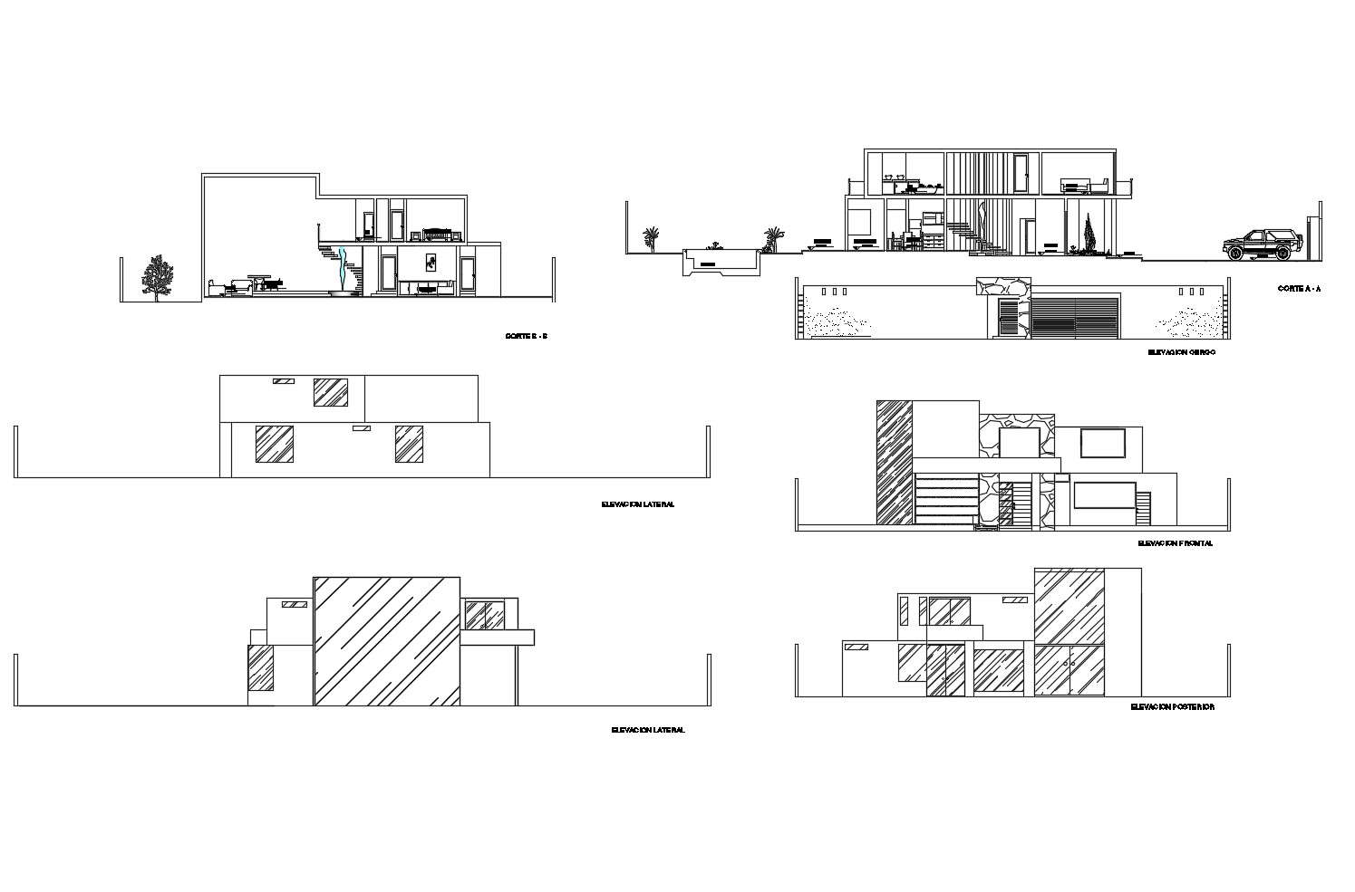 Villa Design Plan In DWG File