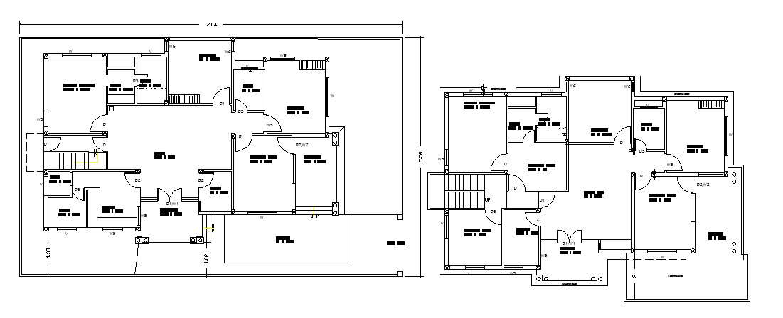 Bungalow design with detail dimension in autocad