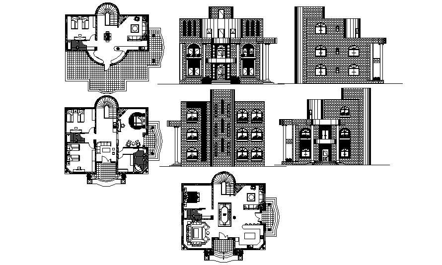 Bungalow Design Elevation In DWG File