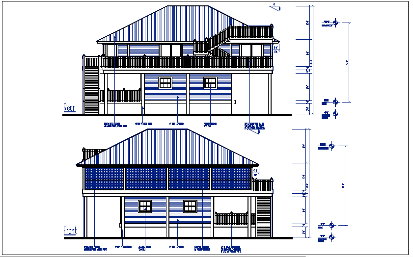 Bungalow elevation details dwg files