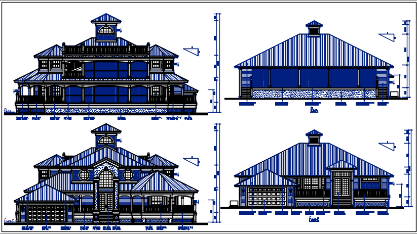 Bungalow elevation details dwg files