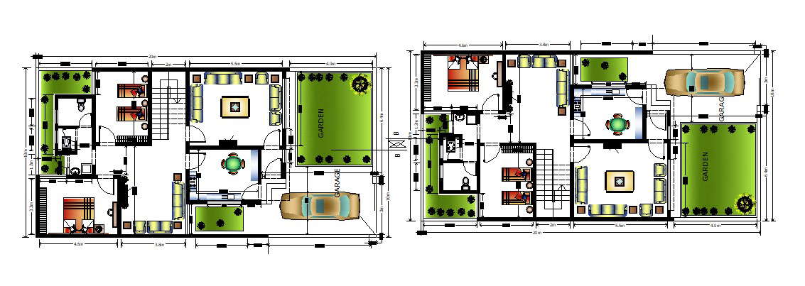 Bungalow plan design with detail dimension in dwg file 