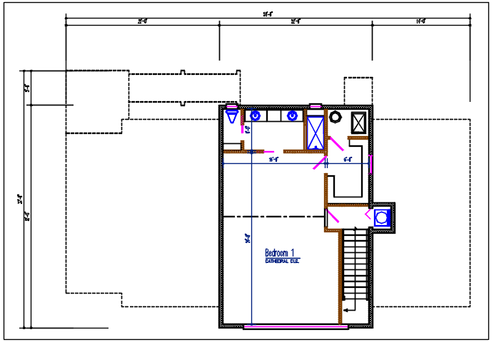 Bungalow plan detail dwg file