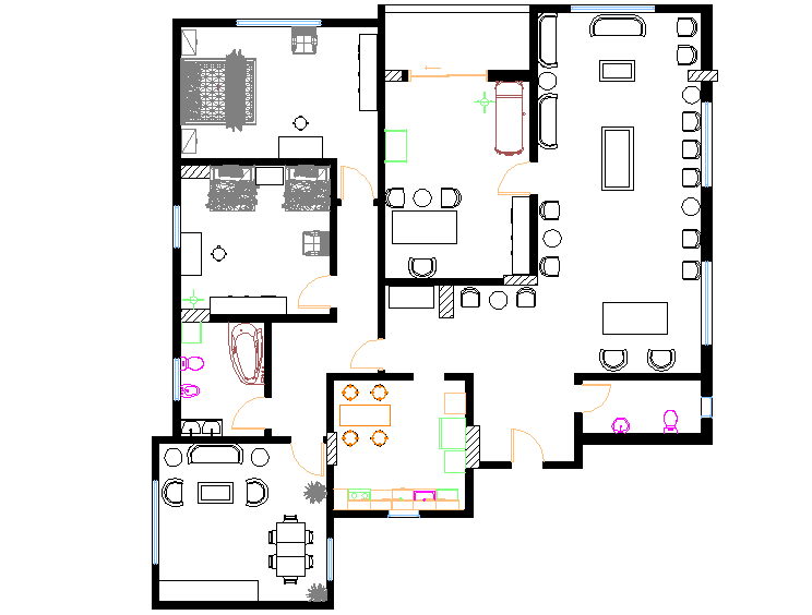 Bungalow plan detail dwg file