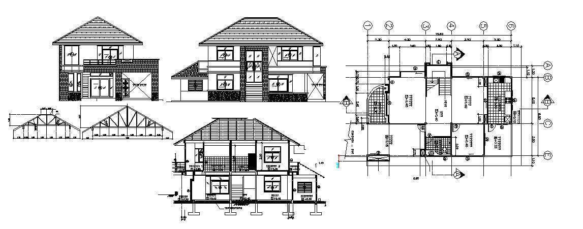 Bungalow plan of with detail dimension in dwg file 