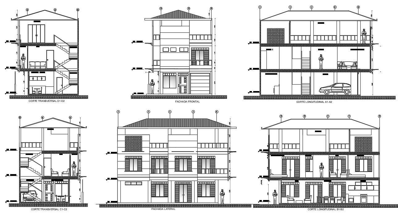 Bungalow plan with detail dimension in dwg file 