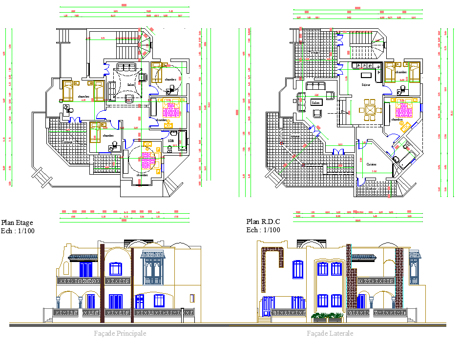 Bungalow project detail dwg file