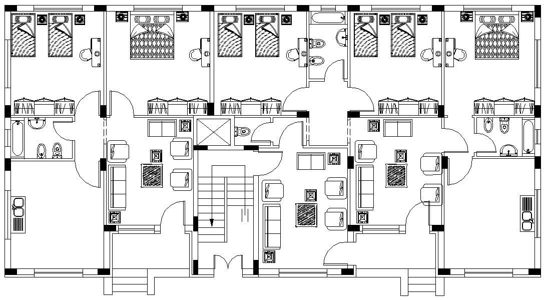  Bungalow Furniture Layout Plan DWG File