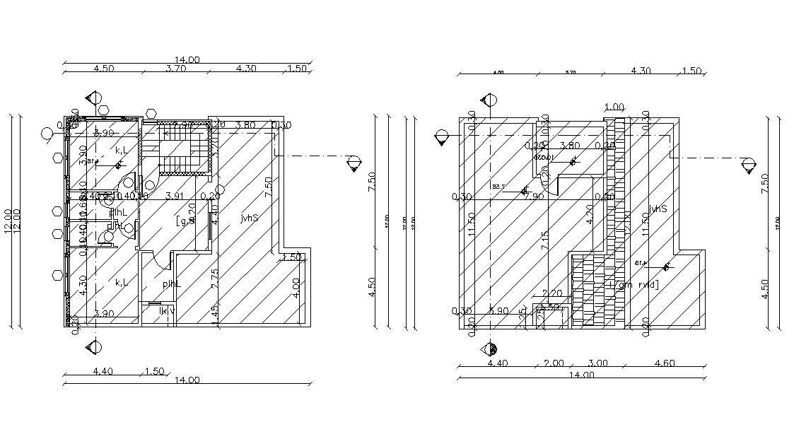 Bungalow House Floor Plan With Dimension CAD File