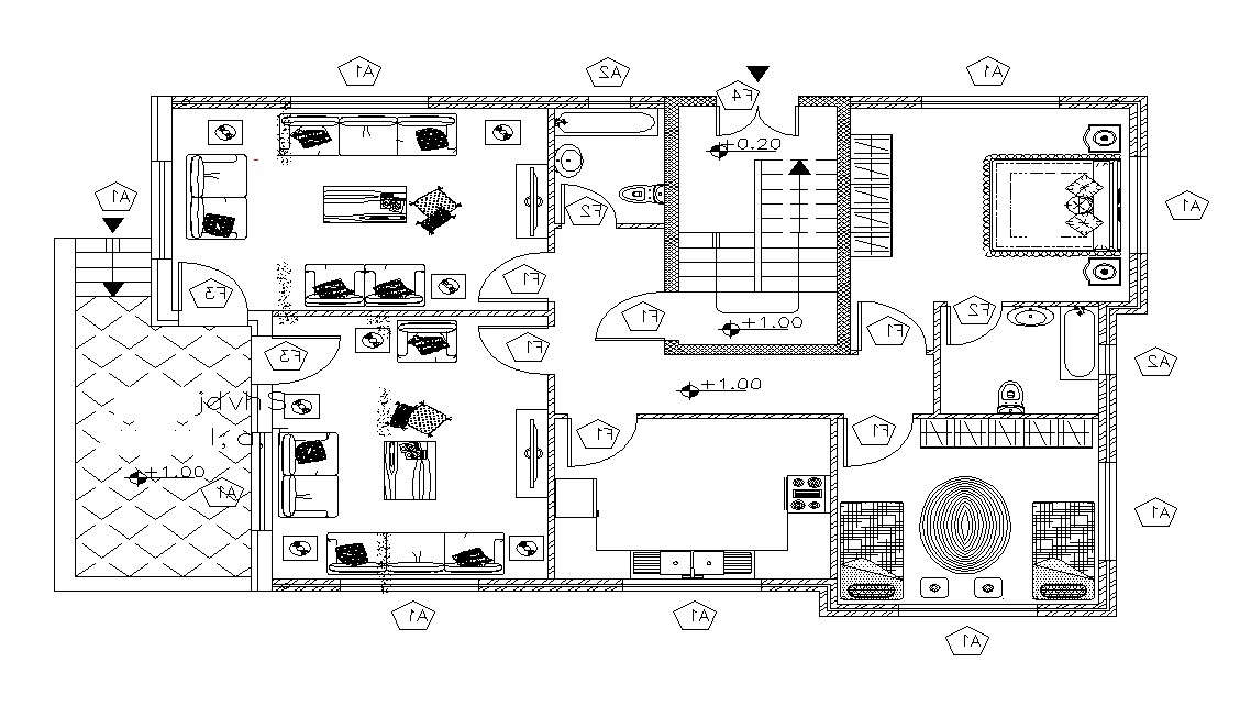  Bungalows Furniture Layout AutoCAD File 