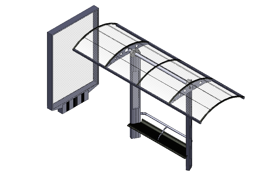Bus Stop Top Shelter Design DWG File with Structure and Layout