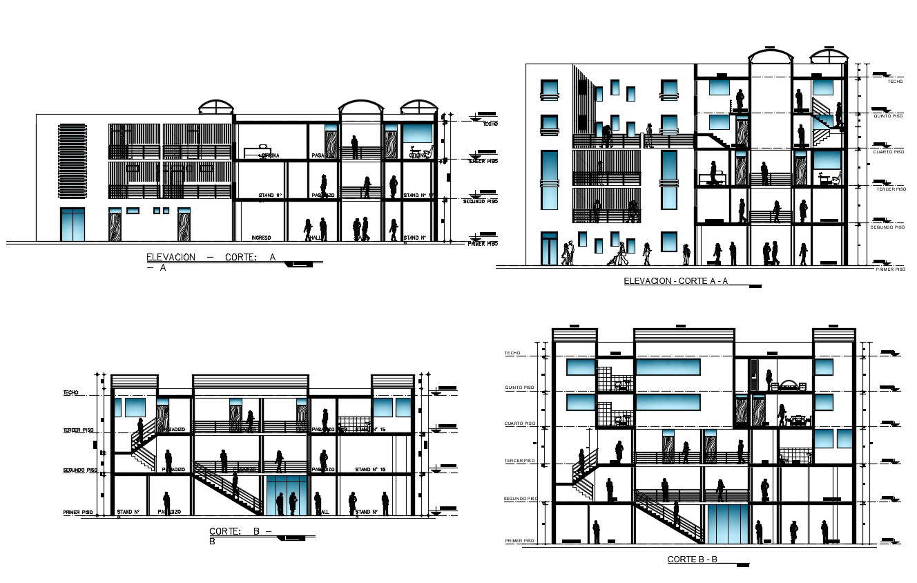 Business Center Building CAD Drawing