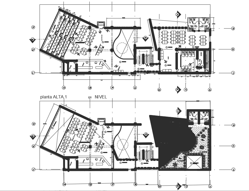 Business hub plan detail dwg file
