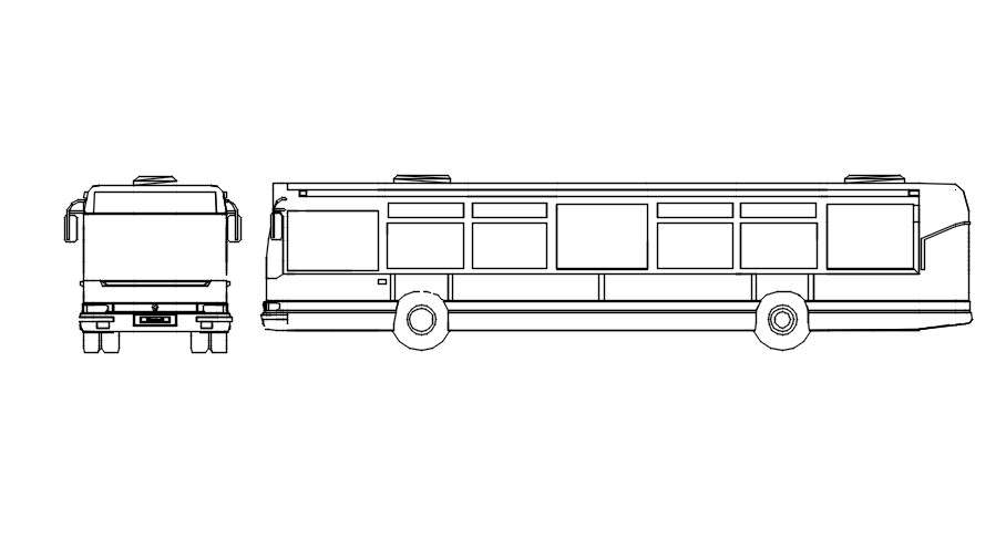 Bus transport detail in AutoCAD, dwg file.
