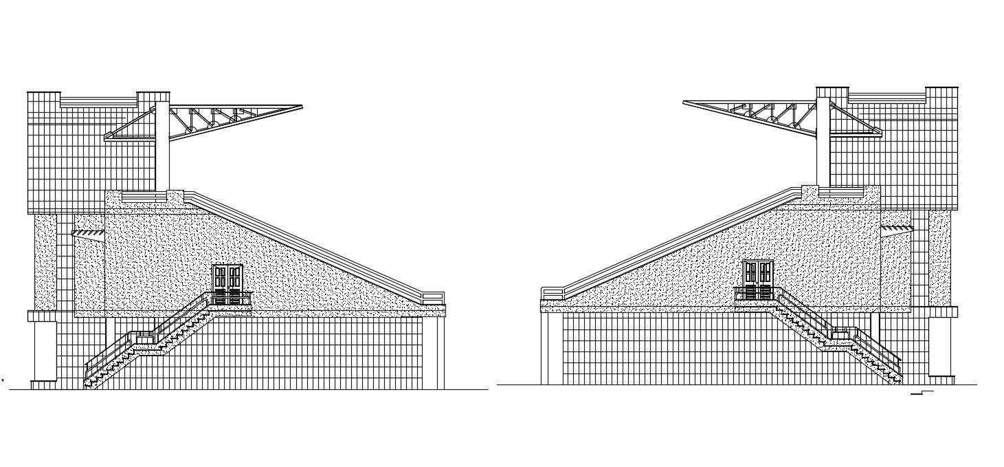 CAD drawing detail elevation of stadium dwg file