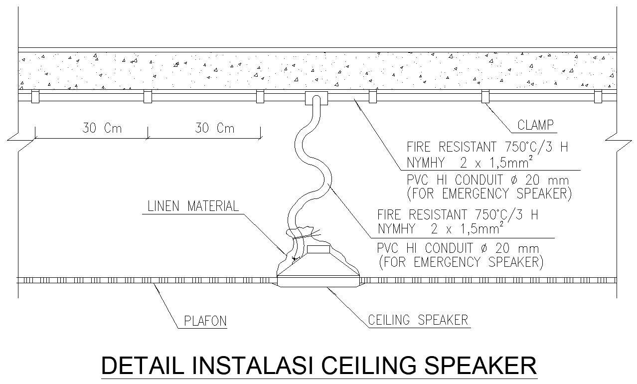 CEILING SPEAKER INSTALLATION DETAILS cad blocks in AutoCAD, dwg file.