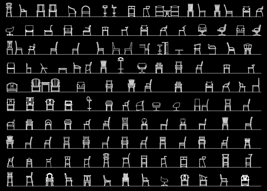 2D CAD Elevation Drawing of Chair Design in DWG Format