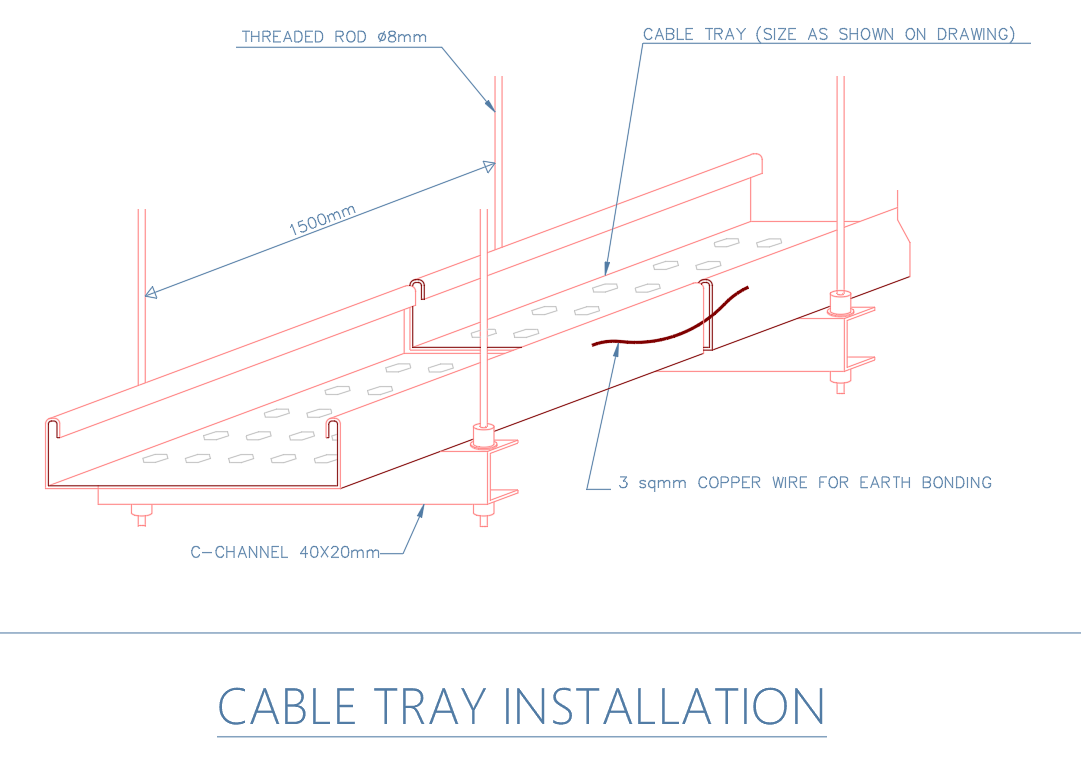 Cable Tray Installation Detail AutoCAD DWG Drawing