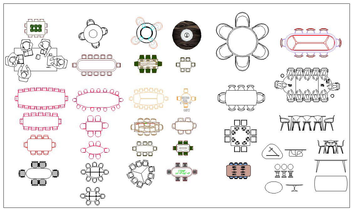 Cad blocks of conference table