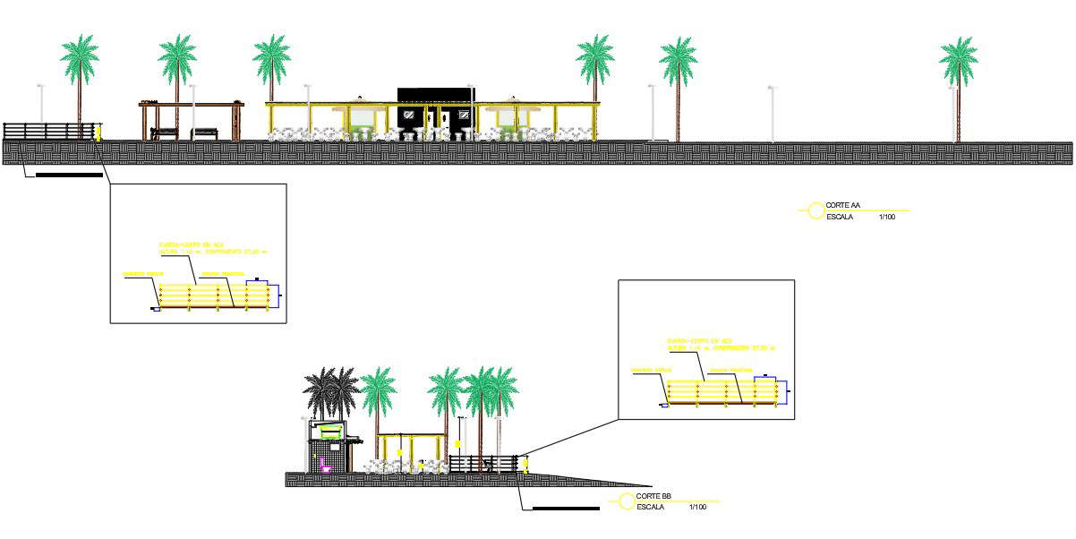 Cad Dwg Drawing file gives the detail of the sectional view of the park. Download the AutoCAD Drawing file. 