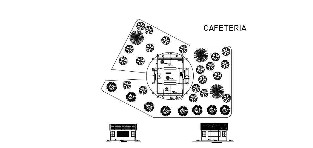 Furniture and Kitchen Layout with cafe plan in AutoCAD DWG File