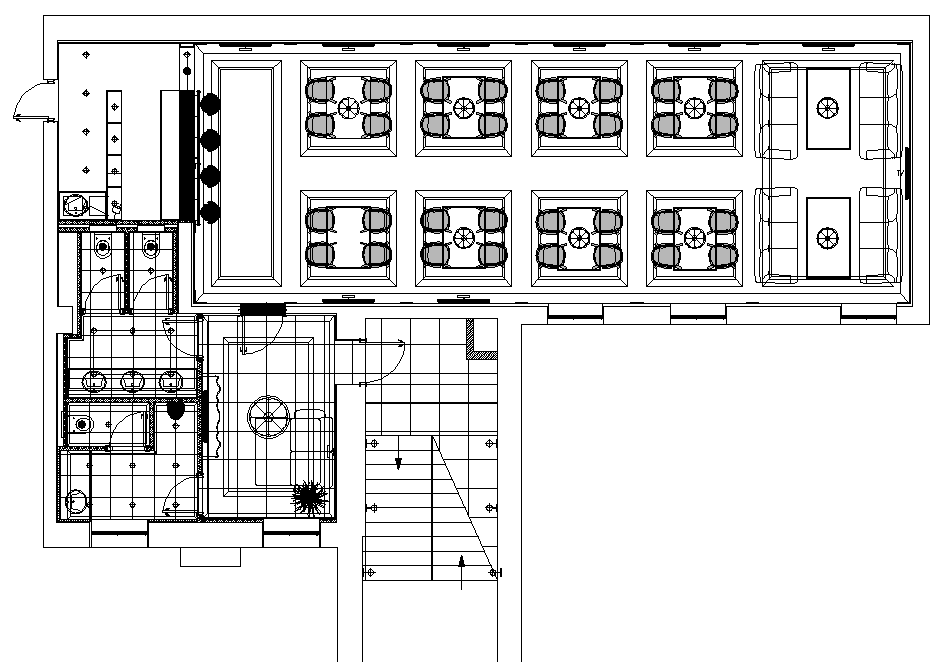 Cafe layout plan dwg file