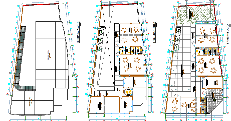 Canteen plan view detail dwg file