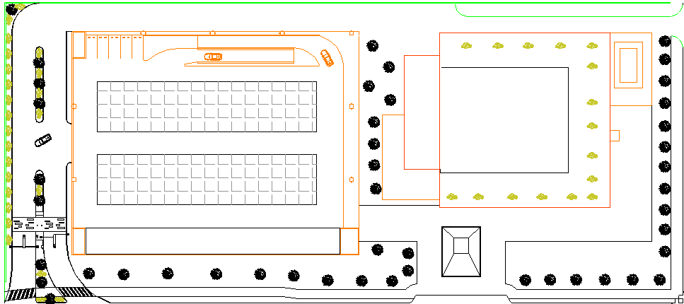 Car parking with layout plan of office dwg file