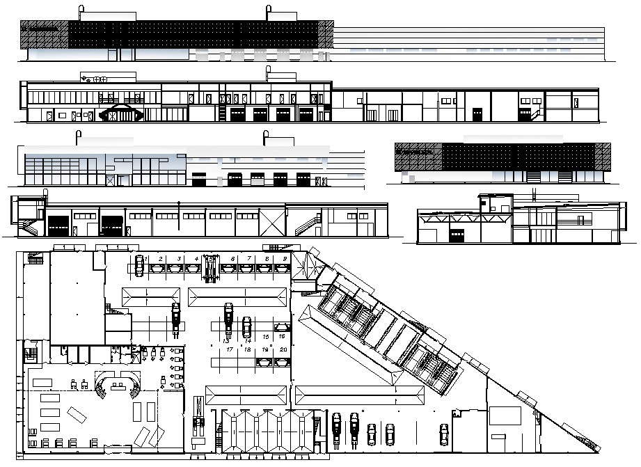 Car showroom Autocad drawing