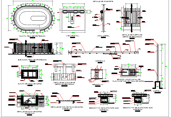 Cargo gas station architecture project details dwg file