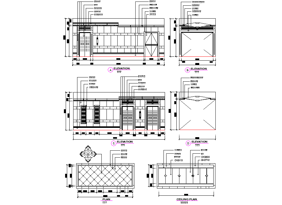 Ceiling plan and section detail dwg file