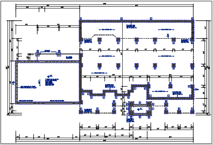 Celler area and column elevation plan view detail dwg file