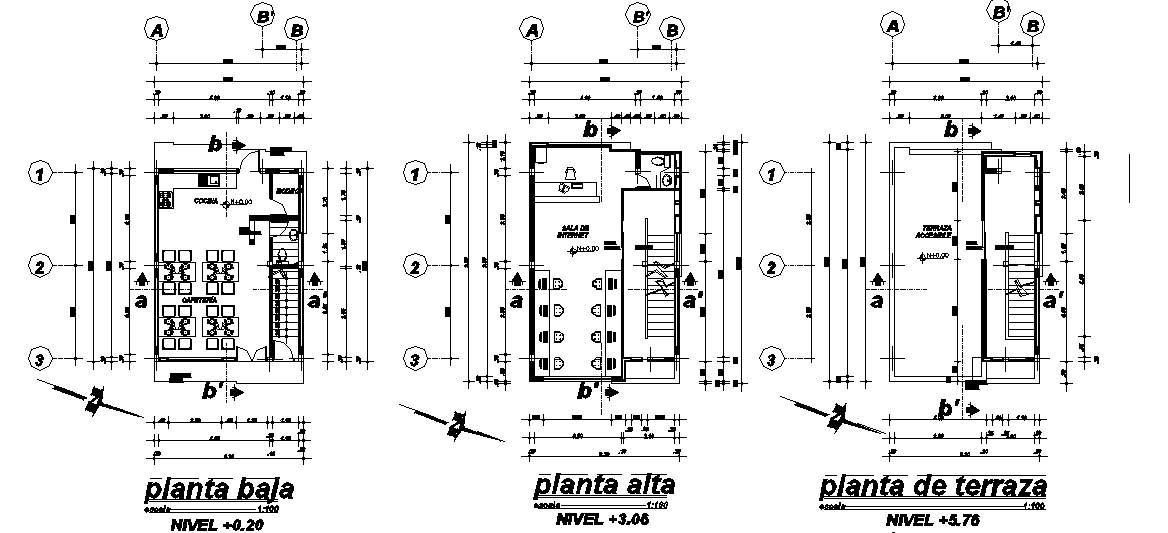 Center line commercial plan detail dwg file