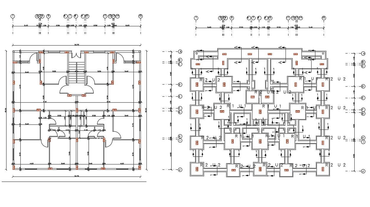 Center Line House Construction Plan Design DWG File